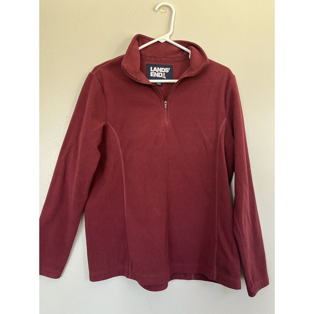 Land's End Women's Quarter Zip Fleece Pullover Maroon Size M